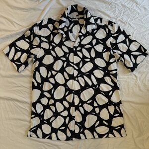 Zara Black and White Patterned Men's Shirt